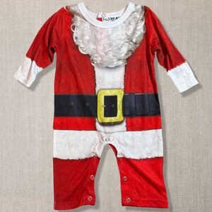 Christmas Santa Romper 6M Red White Holiday Costume Outfit Long Sleeve